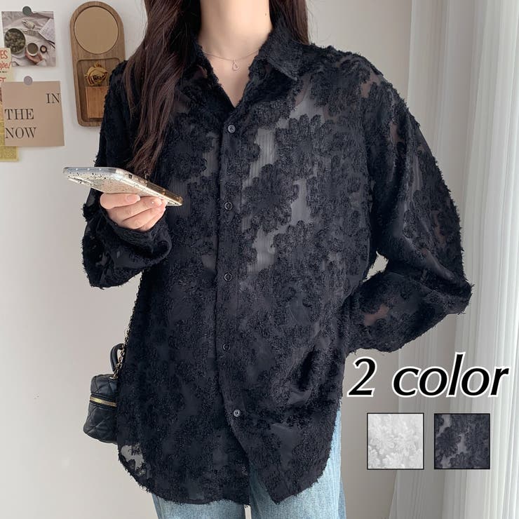 フリンジ花柄シアーシャツ[品番：SHNW0010010]｜LADY LIKE （レディ