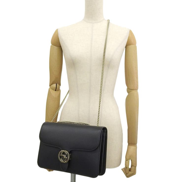 GUCCI グッチ インターロッキング G 斜めがけ ショルダーバッグ レザー