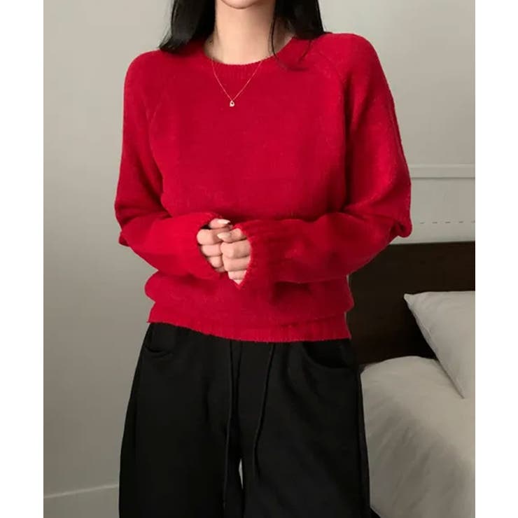 クルーネックラグランスリーブニット[品番：KH000015736]｜VIVID LADY