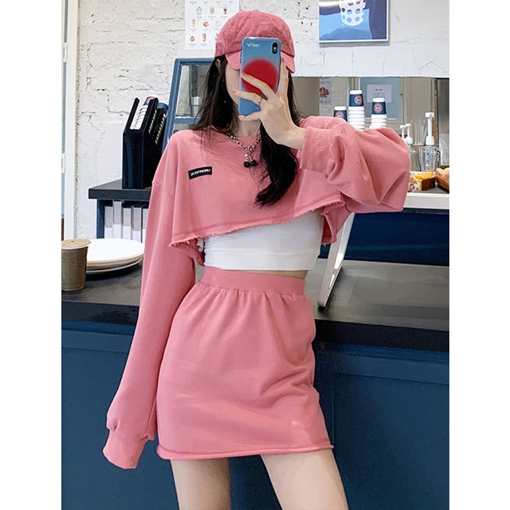 2点セット長袖トップス+スカート Y2K セットアップ[品番：KH000013614