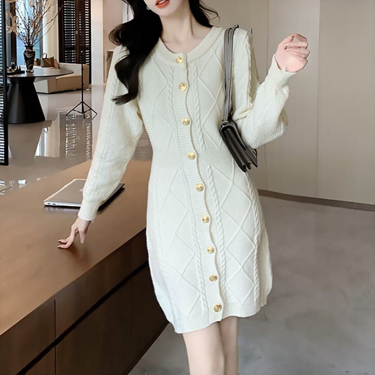 17460】ケーブル編みニットワンピース [品番：ASHW0001601]｜SneepDip