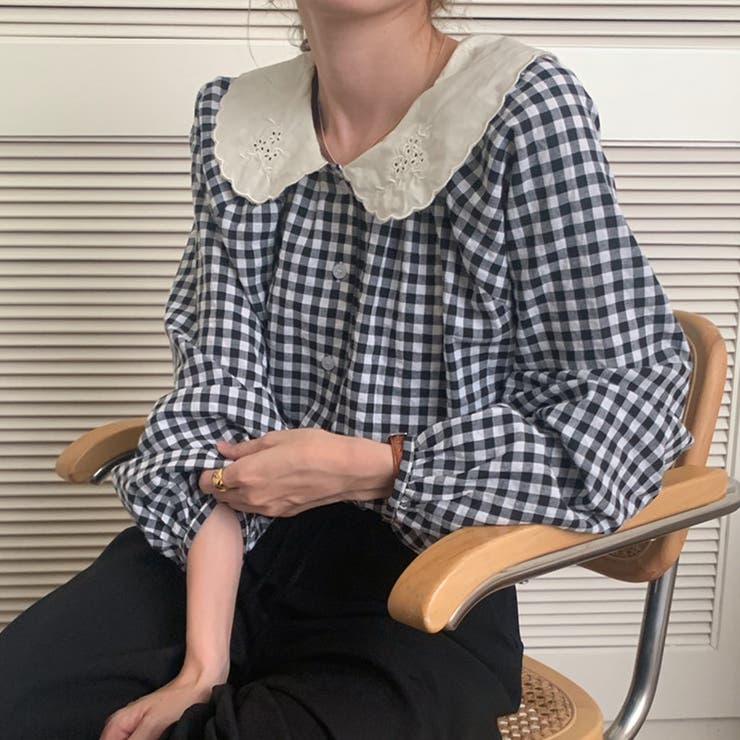 ブラウス 長袖 ギンガムチェック[品番：TY000007647]｜teddyshop