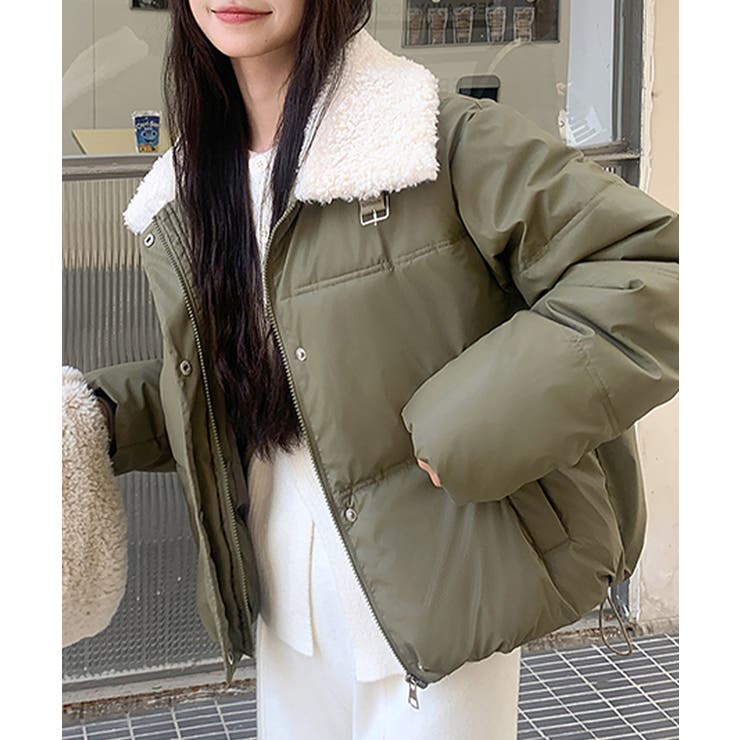 襟ボア中綿ジャケット ブルゾン ダウン[品番：NETW0002117]｜Riff