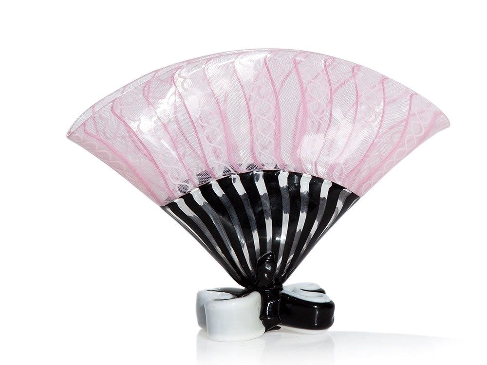 アンティーク手鏡】イタリア製ベネチアングラス ピンクのお花装飾