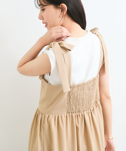VIS(ビス) / 【WEB限定】ロングストラップリボンティアードワンピース