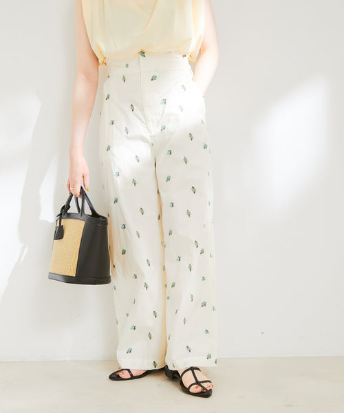 VIS(ビス) / 小花刺繍ワイドパンツ (パンツ / スラックス) 通販｜J