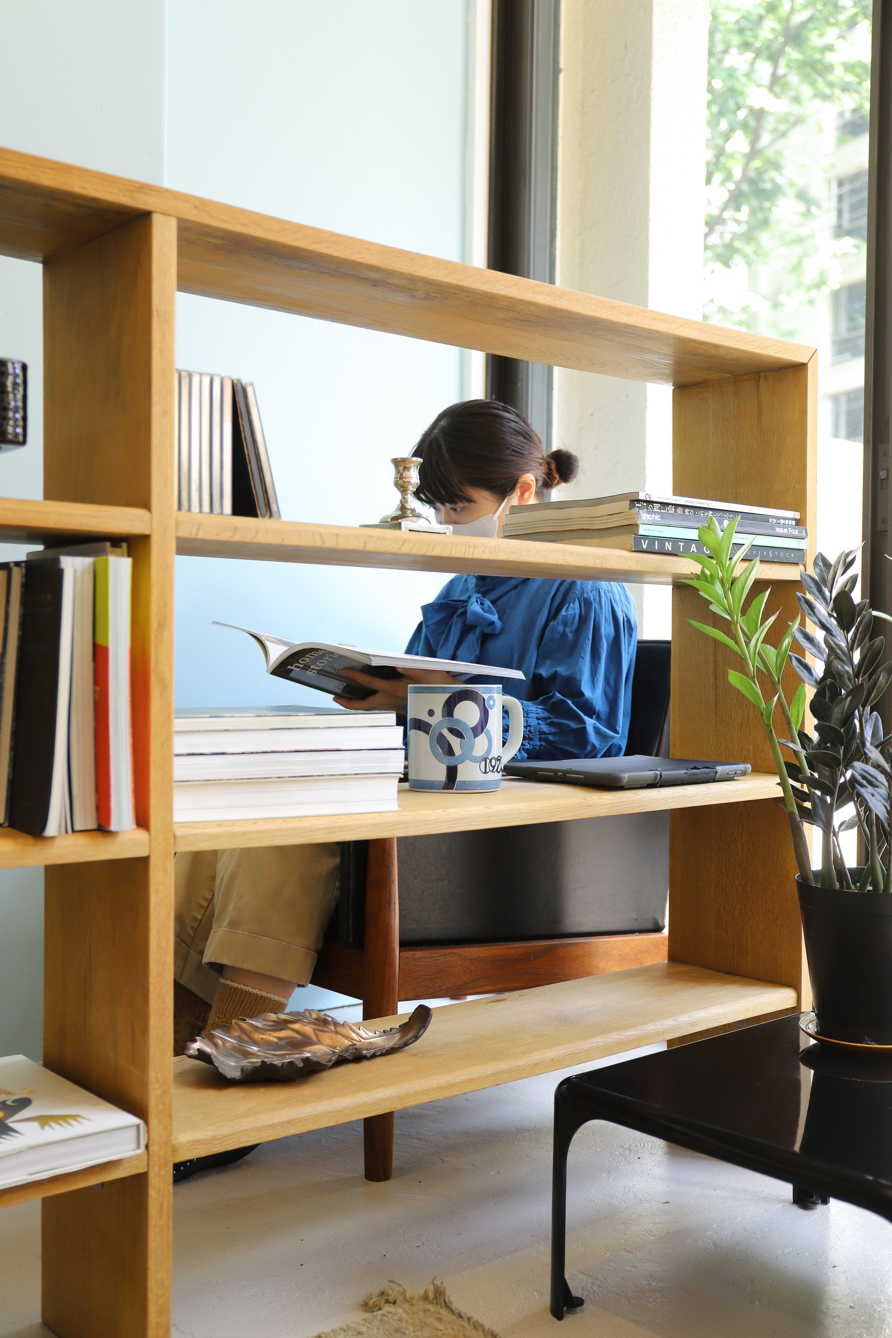 ジャパンヴィンテージ オープンシェルフ 木製 本棚 レトロモダン