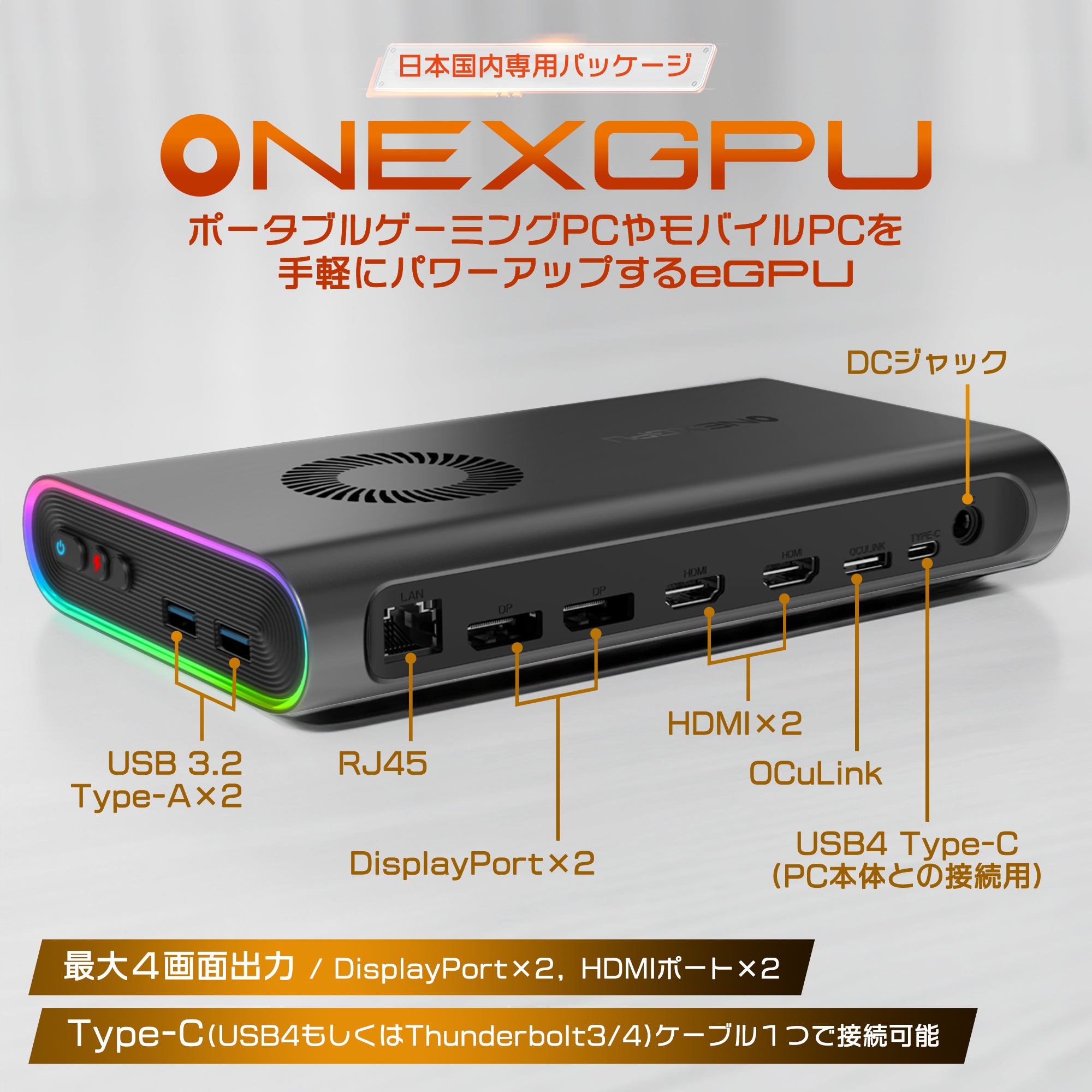 ONEXGPU eGPUボックス Radeon RX7600 – UMPC専門店 ハイビーム AKIBA