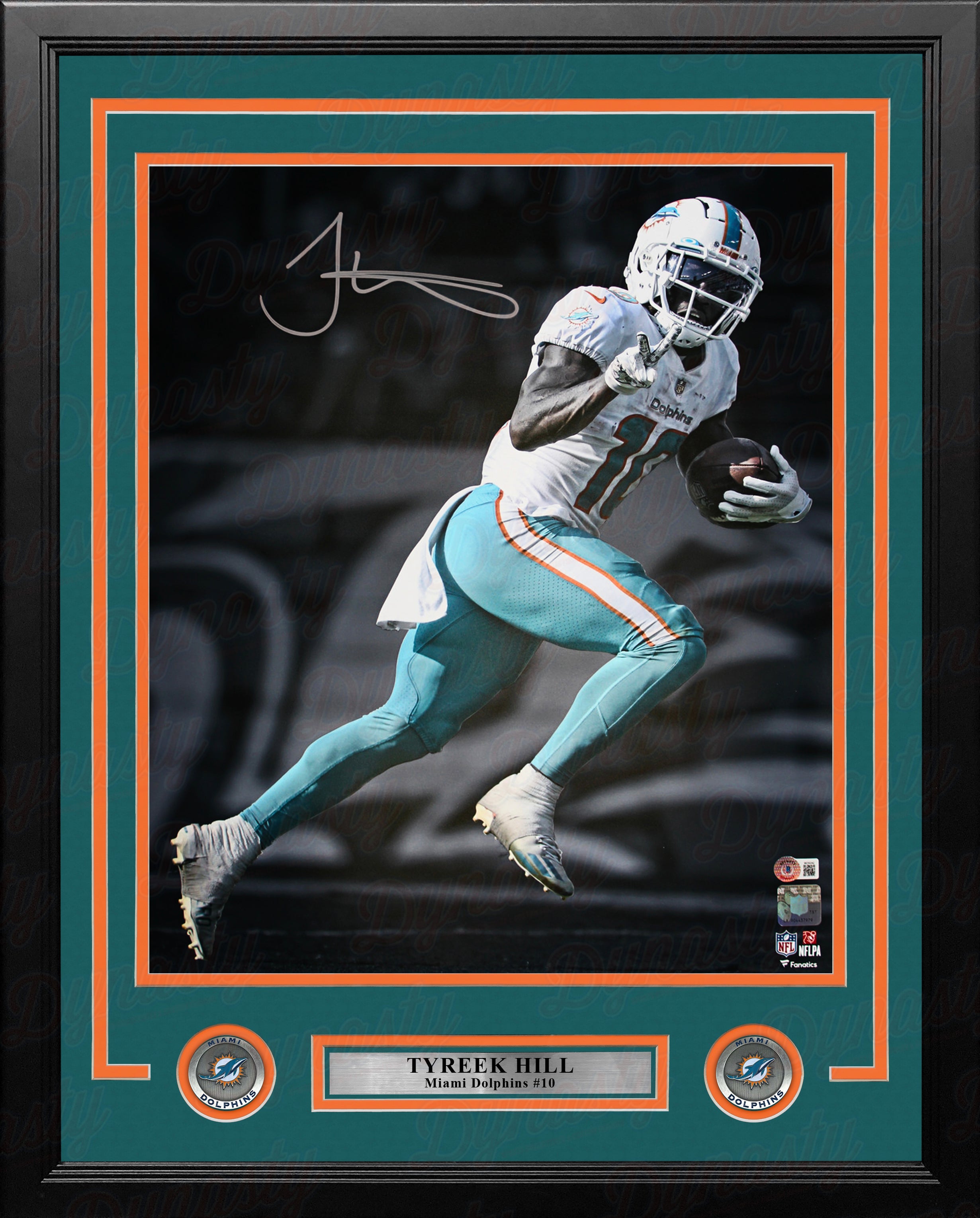 Tyreek Hill Blackout Action Miami Dolphins Autographed 16