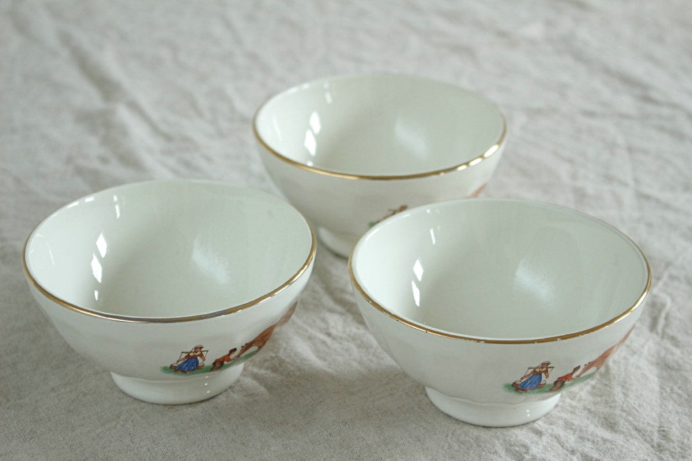 3点あり！牧歌的な小さなカフェオレボウル（直径11cm） フランス