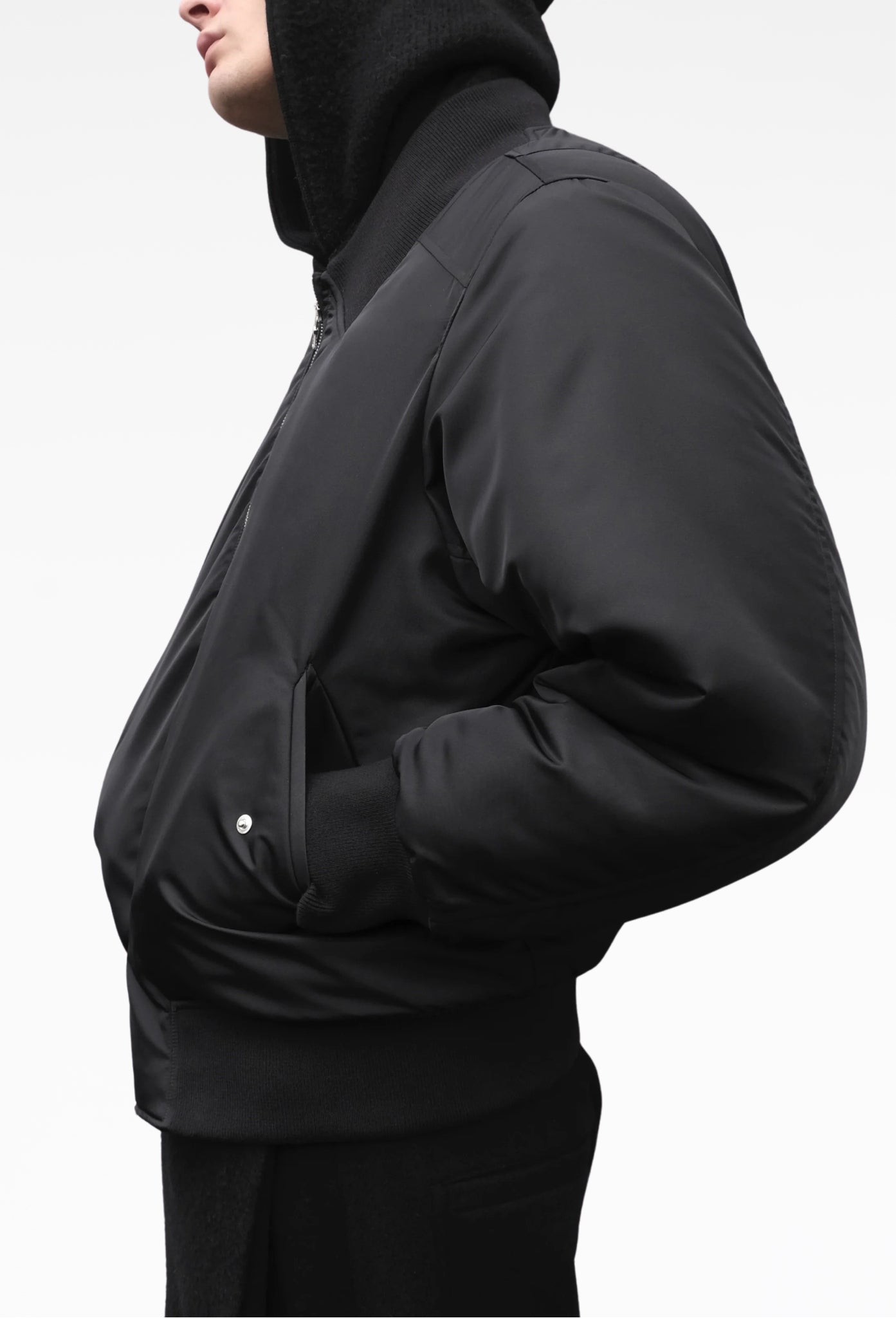 KOMUNE | Black Opera Bomber Jacket In Limonta® Nylon