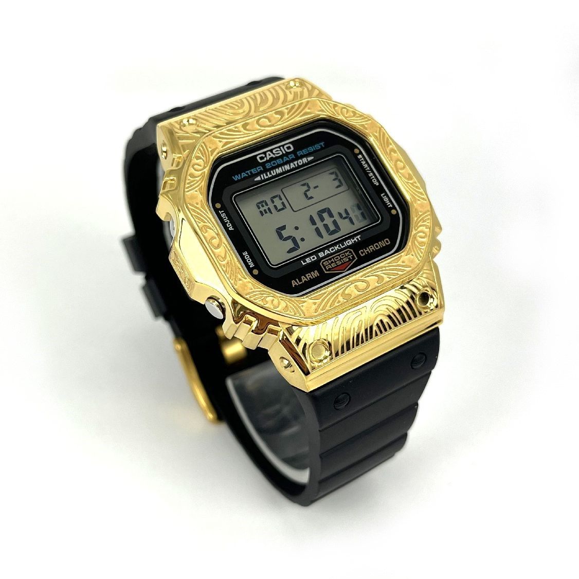 Custom Metal Modded DW5600 Mod Gold Shock Resist Steel Pattern