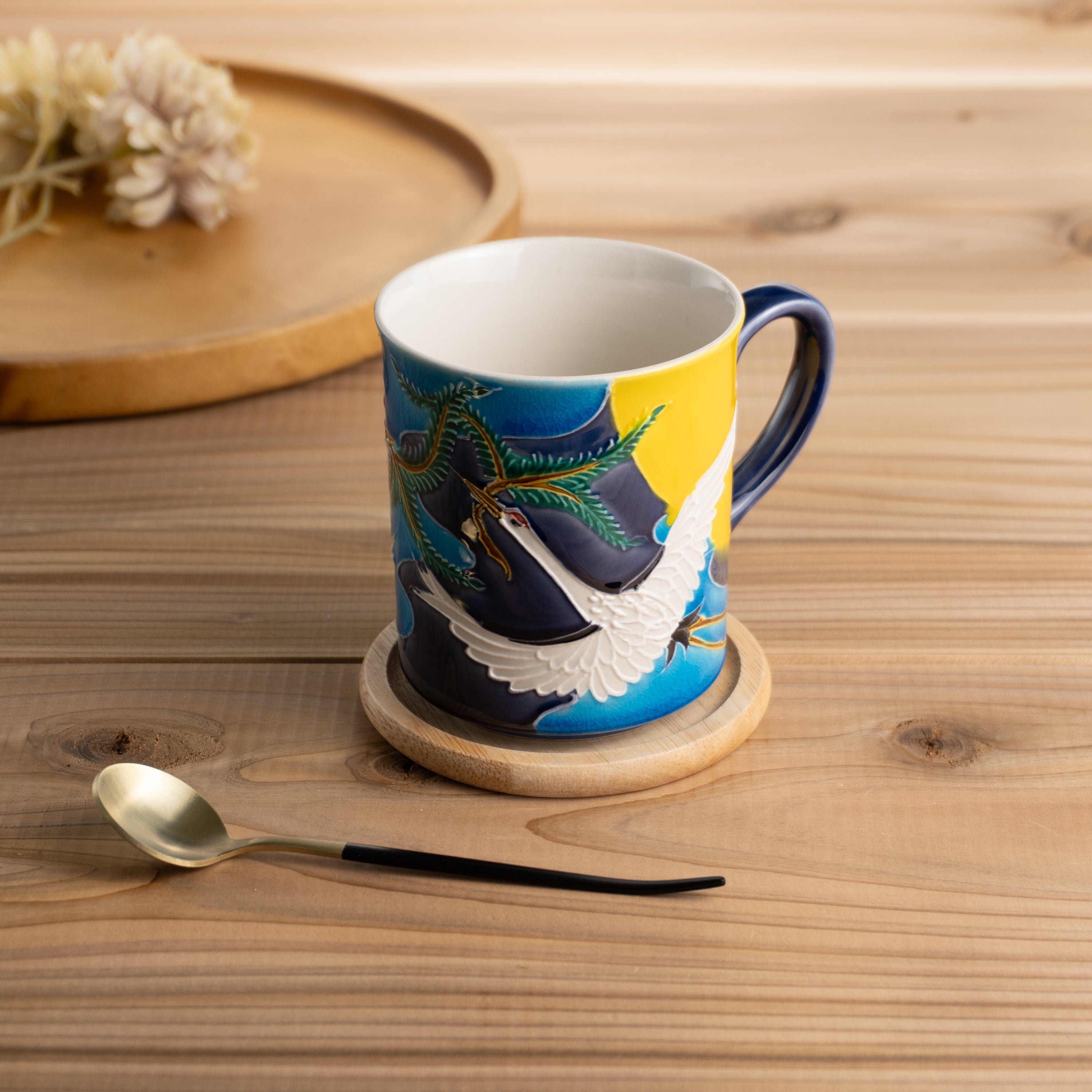 京都 清水焼】マグカップ 月夜に松喰い鶴 山本一如｜コトポッター