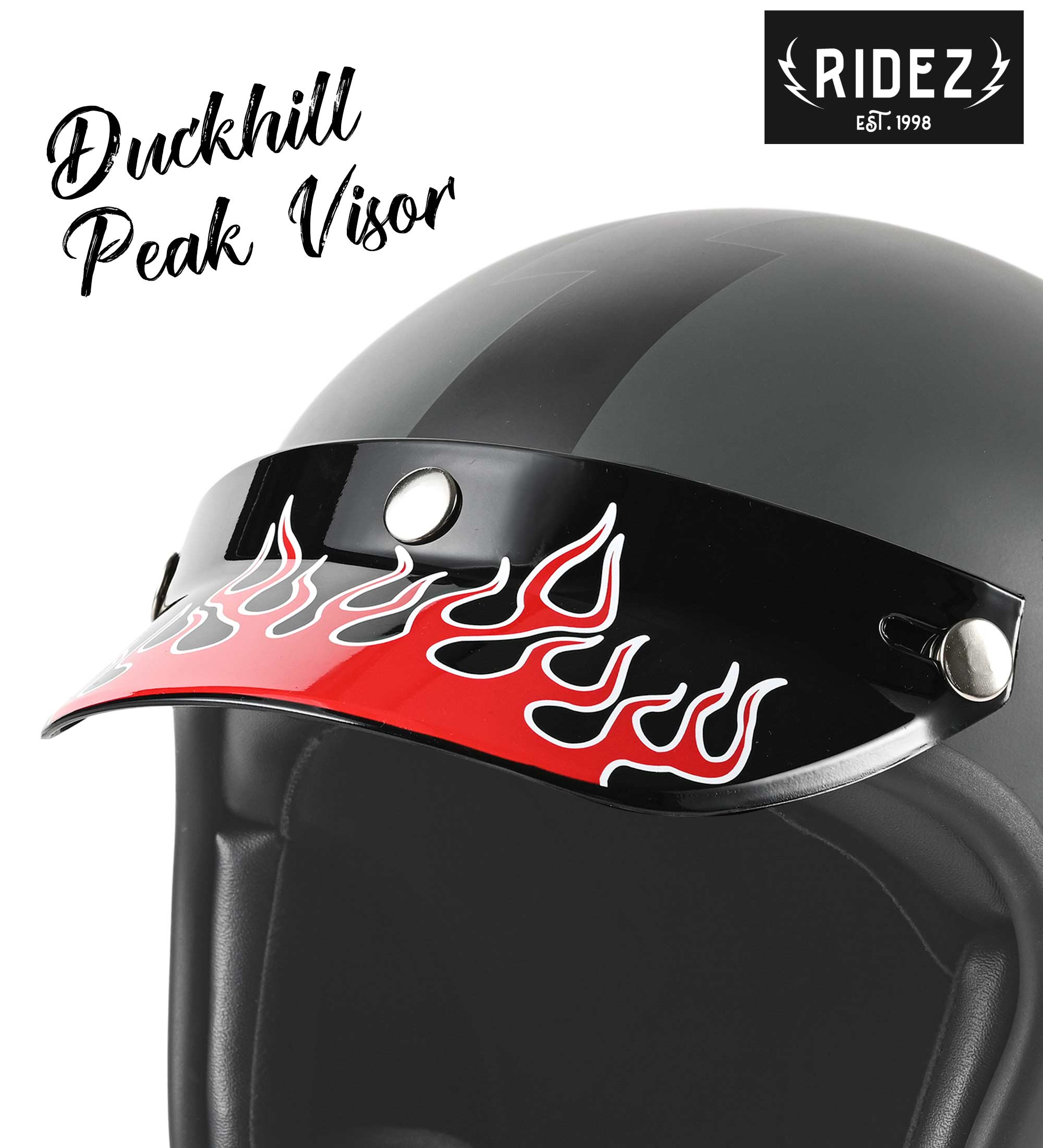 RIDEZ Duckhill Peak Visor バイク用バイザー Fire Red | バイク用品は