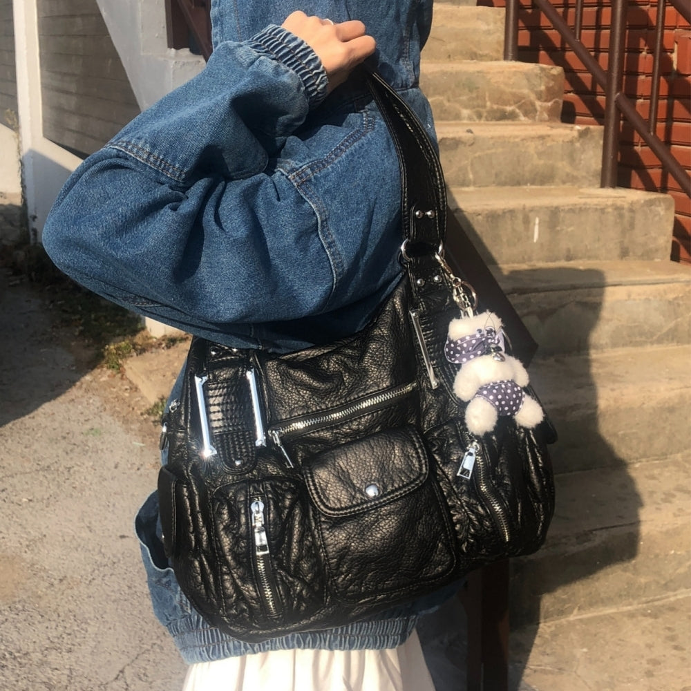 Soft Leather/Vintage🖤] アバウト マルチ ジッパー ポケットレザー