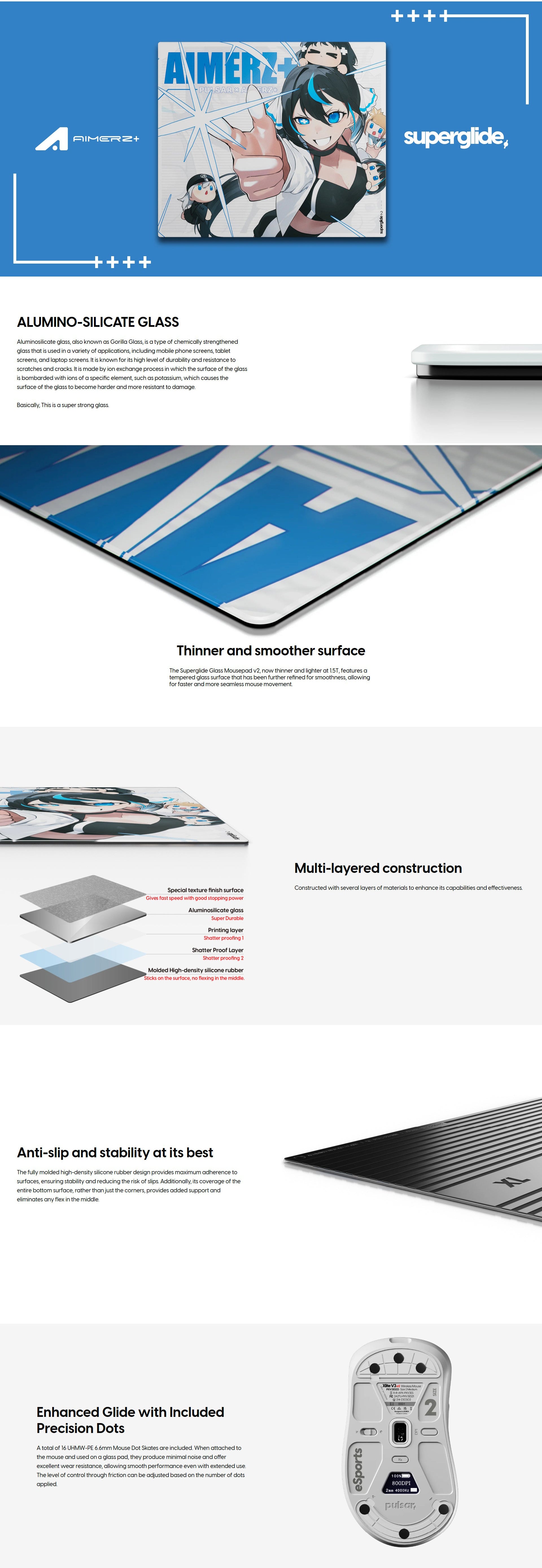 Pulsar Superglide V2 XL Glass Mousepad Aimerz Yui Edition Pre-Order