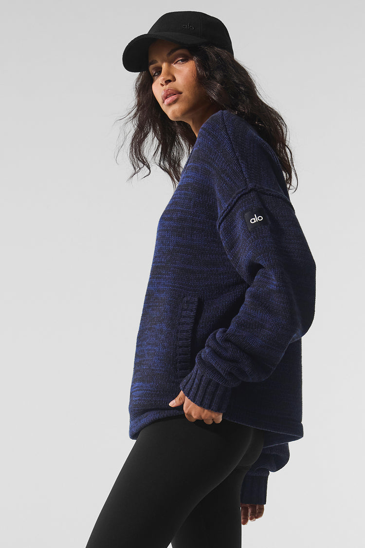 Heritage Full Zip Sweater - Navy Multi | ALO