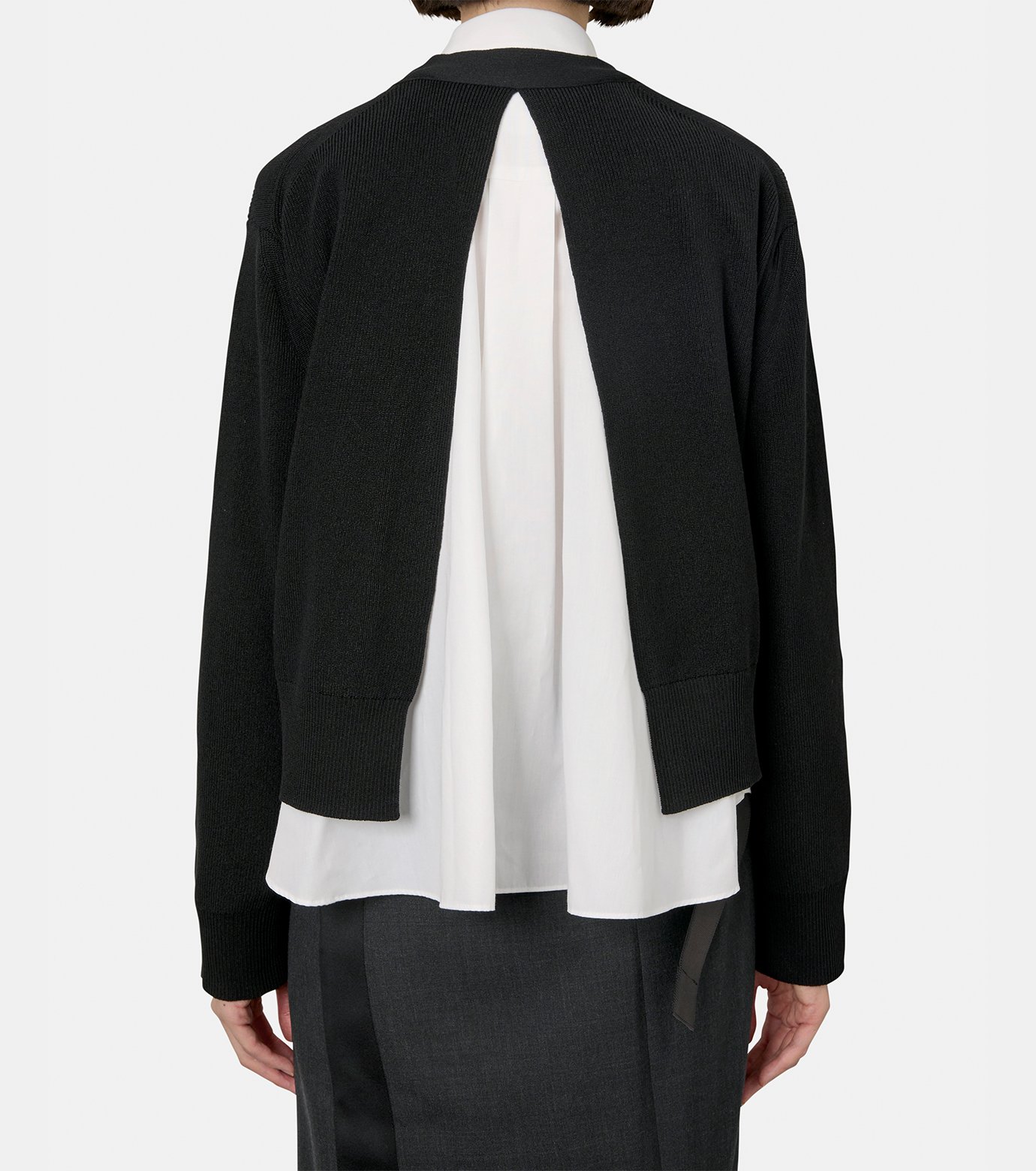 サカイ - sacai | Poplin x Cotton Knit Cardigan-Black-1の通販