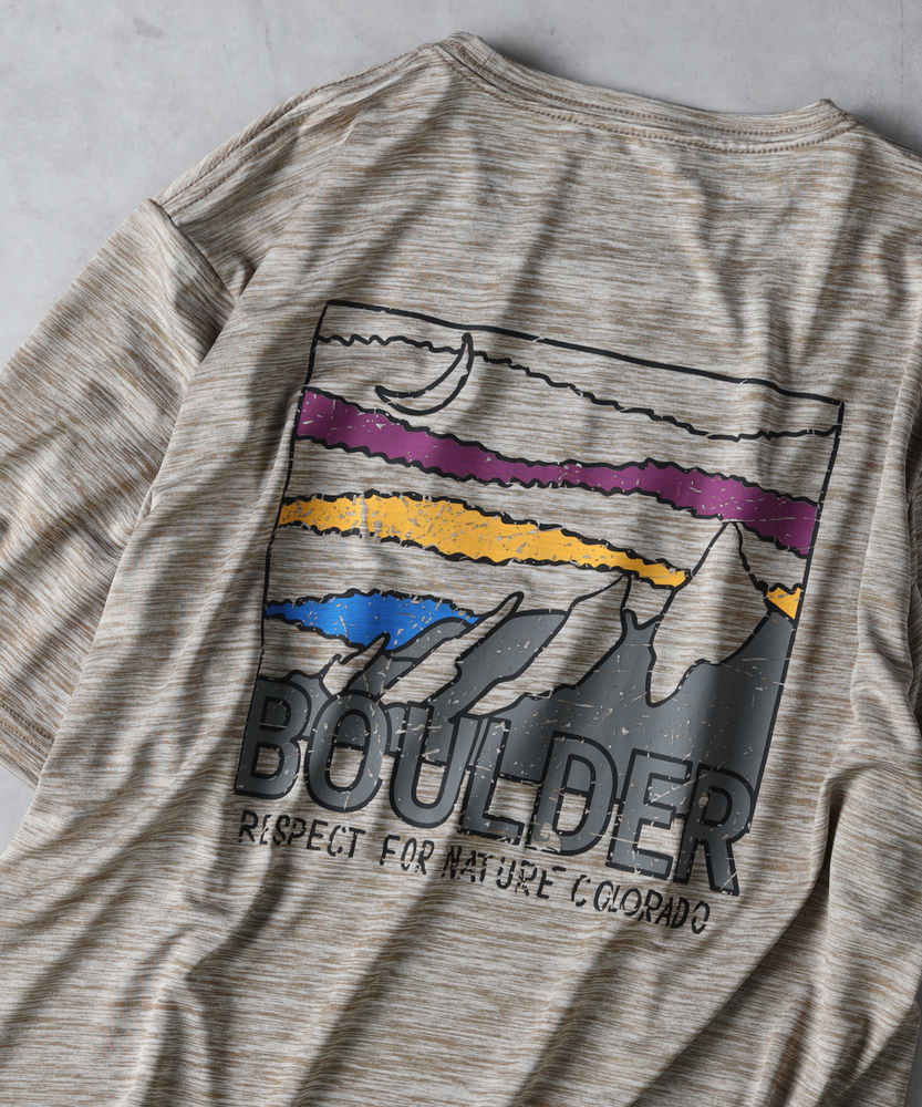 接触冷感・吸水速乾】バックロゴプリントTシャツ(M ブルー): トップス