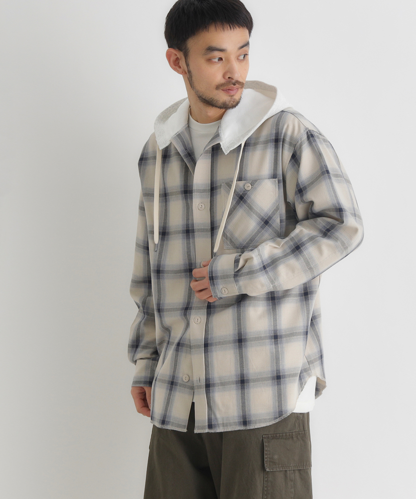 BANG ON! フード付きチェックシャツ フード付きチェックシャツ(S