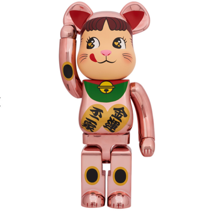 1000% Bearbrick - Peko-Chan Maneki Neko (Pink Gold) by Medicom Toy