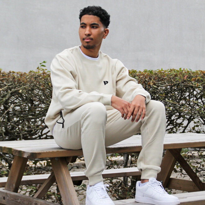 Donnay Heren - Fleece Crew Sweater Dean - Sand - Donnay Nederland