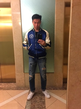 CR/WHAT'S BEHIND THE MASK刺繍 スカジャンを使った人気ファッション