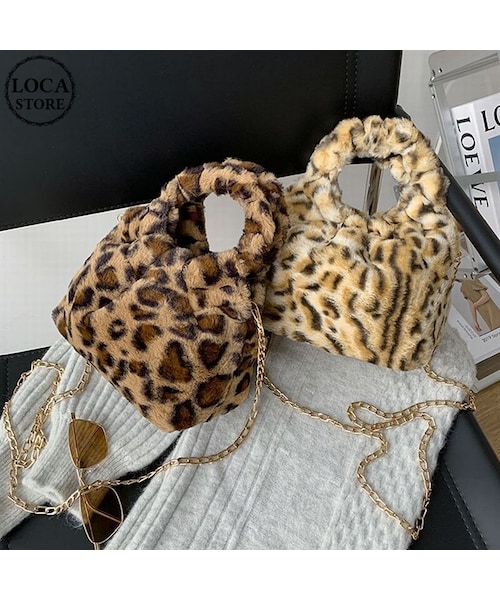no brand（ノーブランド）の「2WAY レオパード ファーバッグ