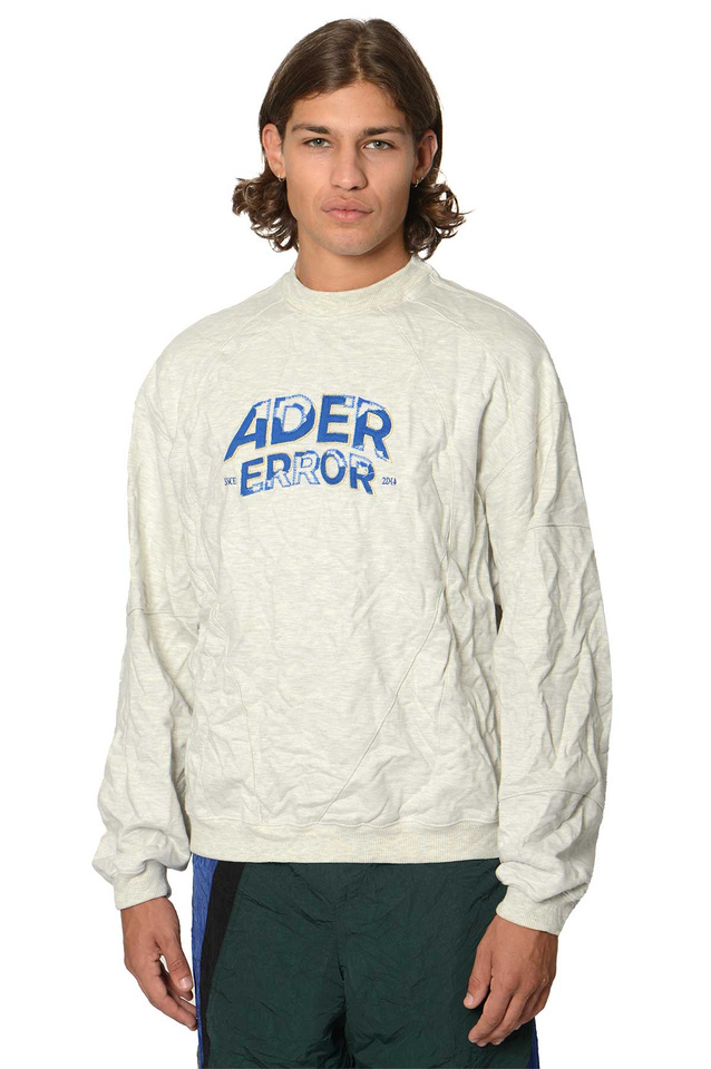 ADER ERROR Distressed Logo Crinkled Sweatshirt Grey - Wrong Weather