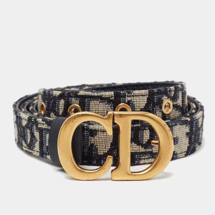 Dior Navy Blue Oblique Canvas CD Logo Belt 90CM Dior | TLC