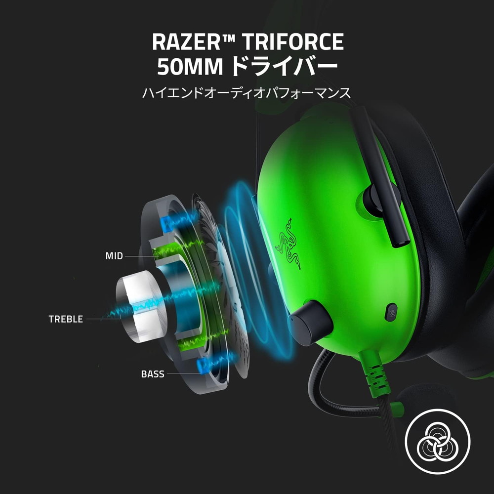 Razer レイザー BlackShark V2 X - Green Edition ゲーミングヘッド
