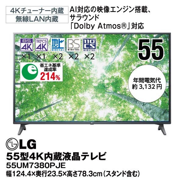 ネ*コ様 LG 55UM7380PJE 液晶テレビ 55インチ LG 55V型 4K量子ドット液晶テレビ 55QNED80JQA | LGエレクトロニクス