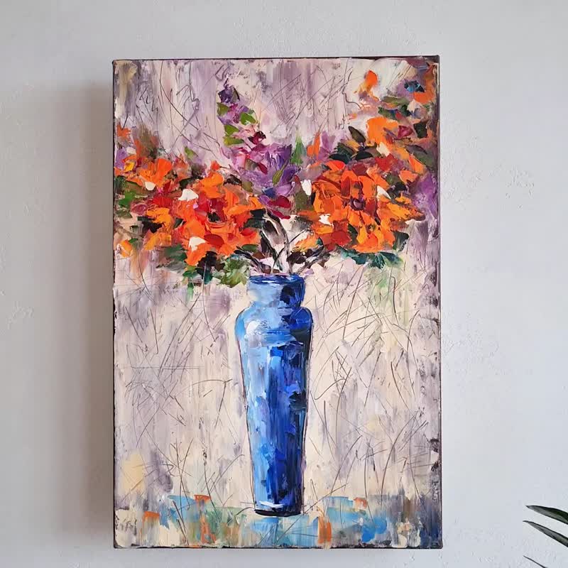 油絵 すみちゃん 花瓶のお花 抽象画 油絵 すみちゃん様専用 花瓶のお花