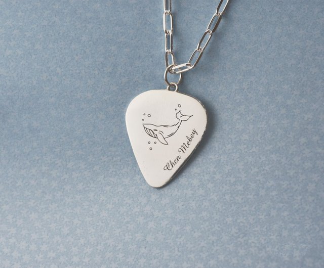 台湾 【刻印】ギターピックネックレス | 925純銀 ペアネックレス