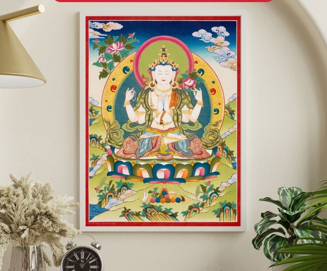 送料無料 50%OFF】ネパール 絹キャンバスのチベットのタンカ絵画、四腕