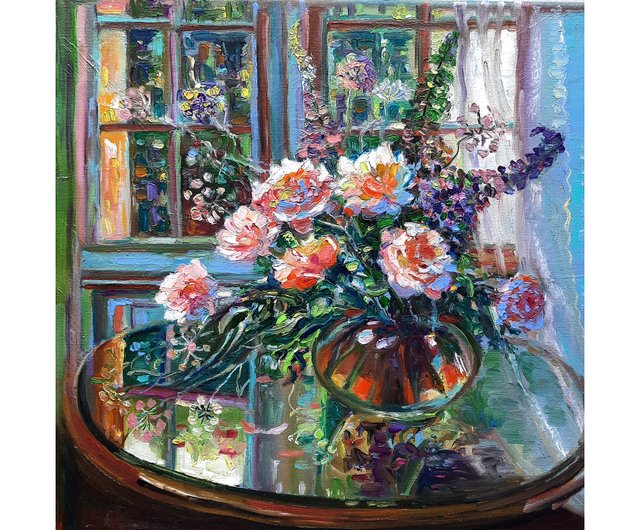 テラリウムの油絵【導き】1点物の原画アート/作者サイン入り/F3号