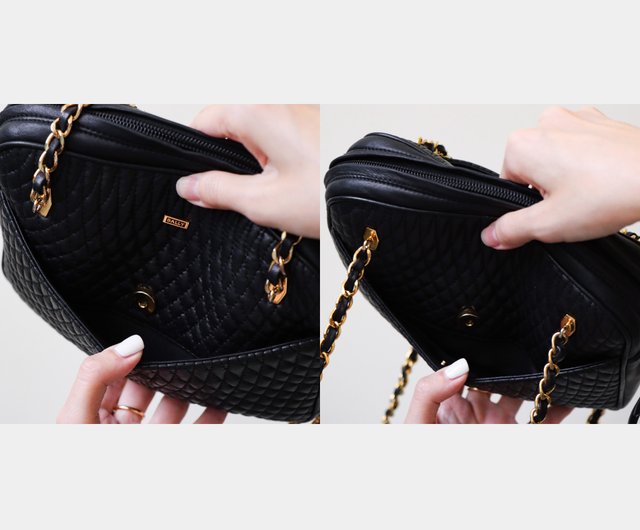 送料無料】台湾 ヴィンテージ Bally ブラック ラムスキン ゴールド