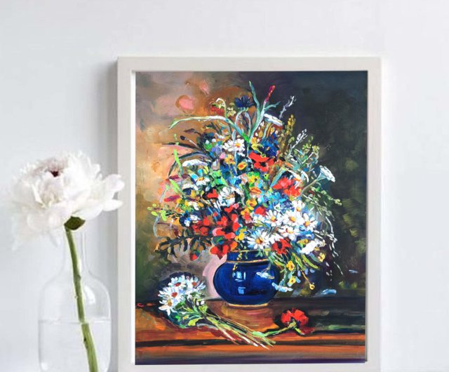 ロシア 花瓶の花のアート絵画オリジナルの油絵アート壁の装飾