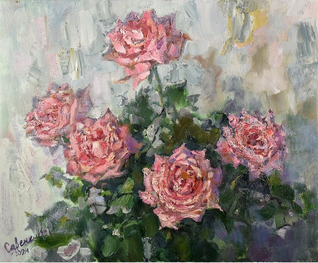 送料無料】ロシア 用玫瑰绘画 Roses Painting 用鲜花绘 Floral
