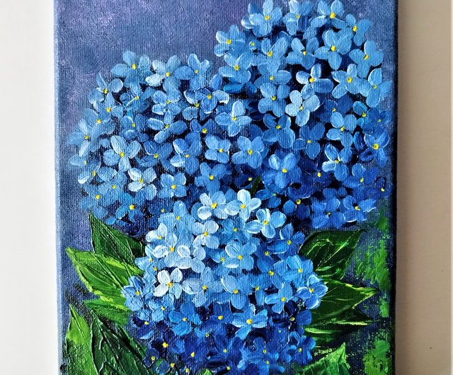 ロシア ユニークなアクリル画の花あじさいアートワーク - 2 アートの