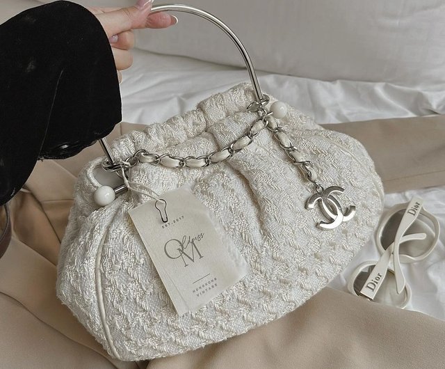 香港 中古 バッグ シャネル シャネル ツイード アロイ オフホワイト