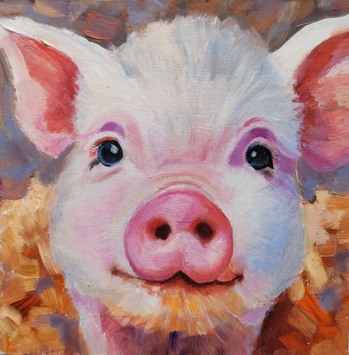 ロシア 豚の油絵オリジナルアート面白い家畜の肖像画壁アート手工油