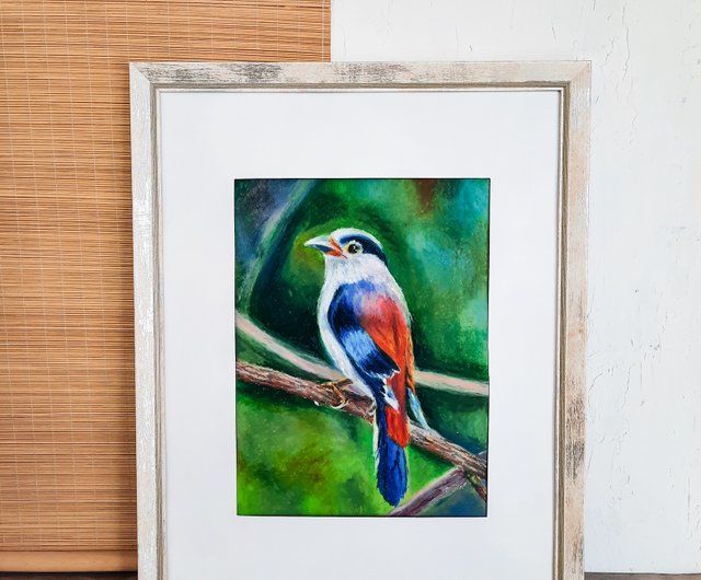 送料無料】ロシア 鳥の絵動物の絵オリジナルの絵オイルパステルの絵壁