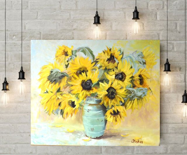 絵画 油絵 原画 一点物 ポップ イエロー 花 カラフル アート F4 絵画