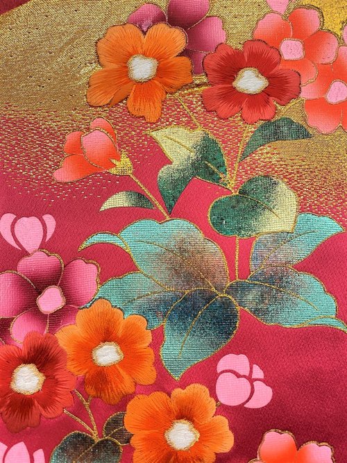 色打掛からつくるアートパネル vintage kimono 刺繍着物 和モダン 和風