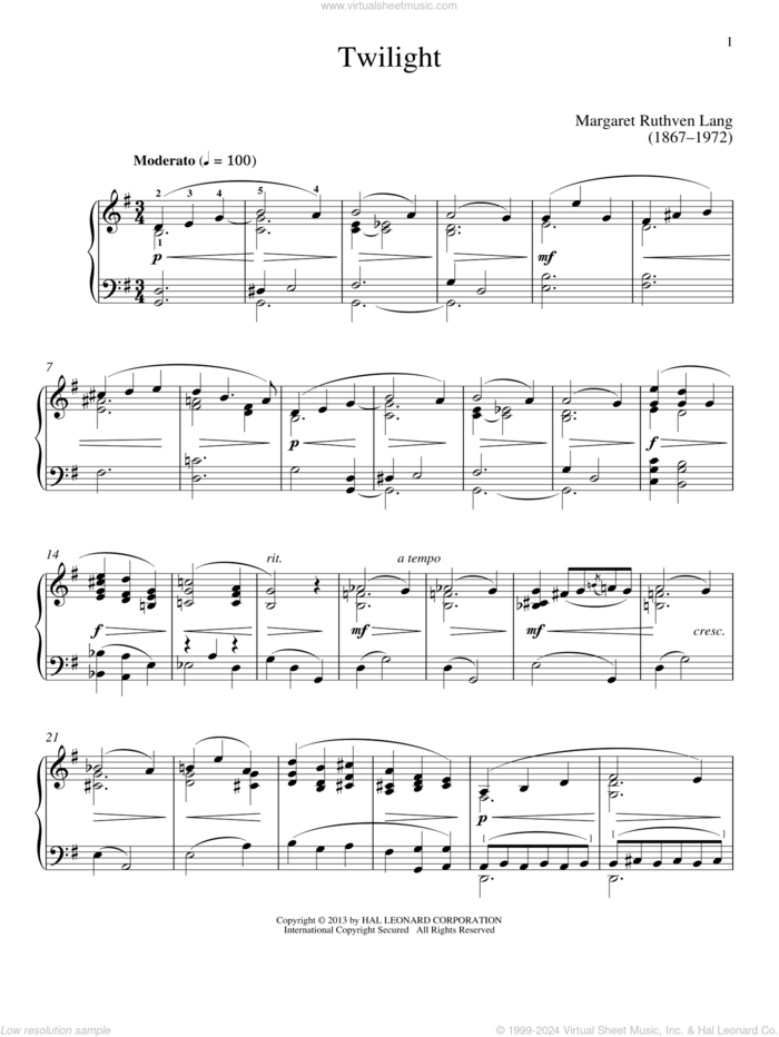 Twilight sheet music for piano solo (PDF-interactive)