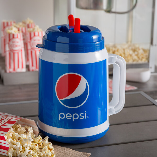 64 oz. Pepsi® Tanker with Spout, Straw, and Lid - 12/Case