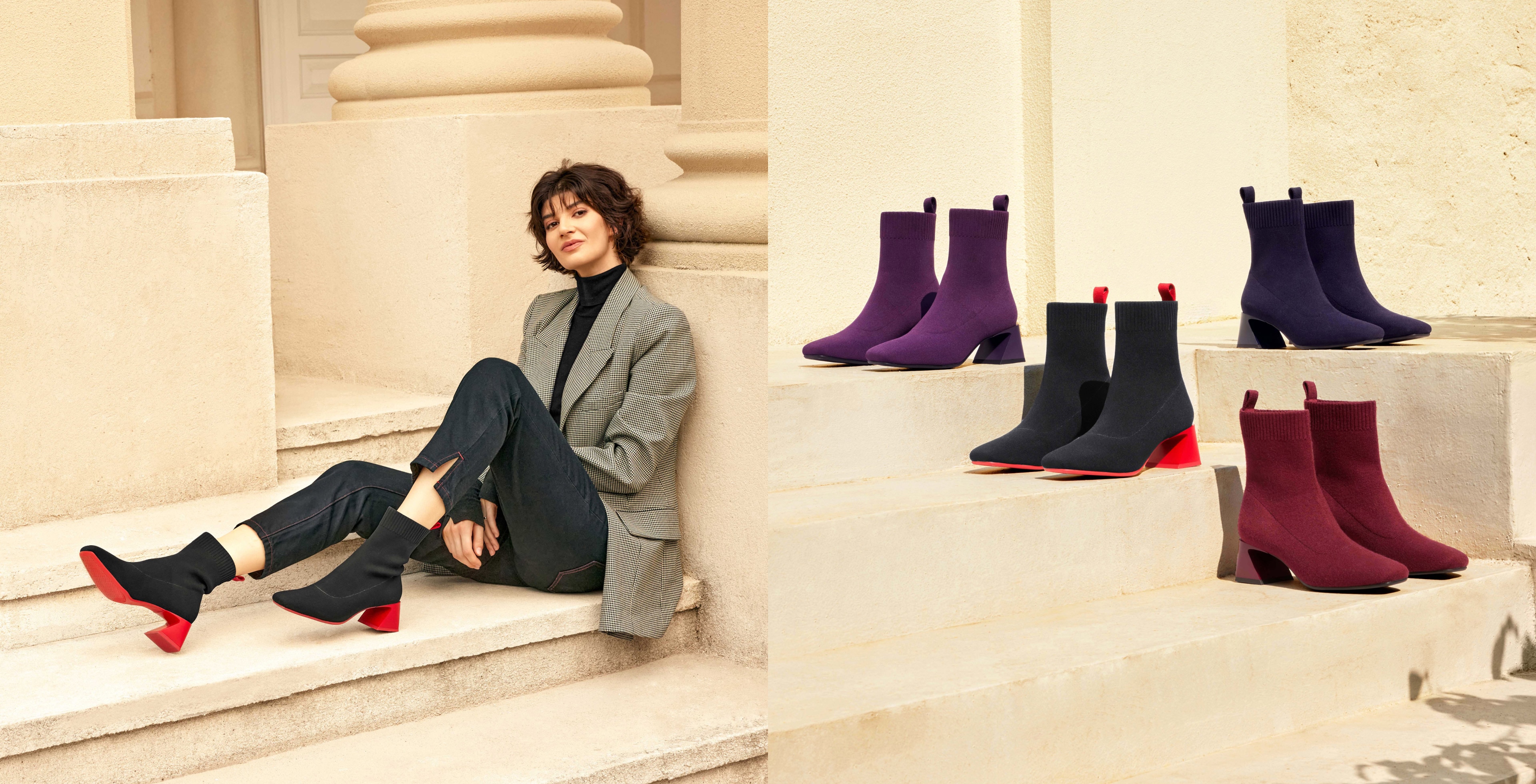 Regina Pro] Square toe water-repellent short boots – VIVAIA JAPAN