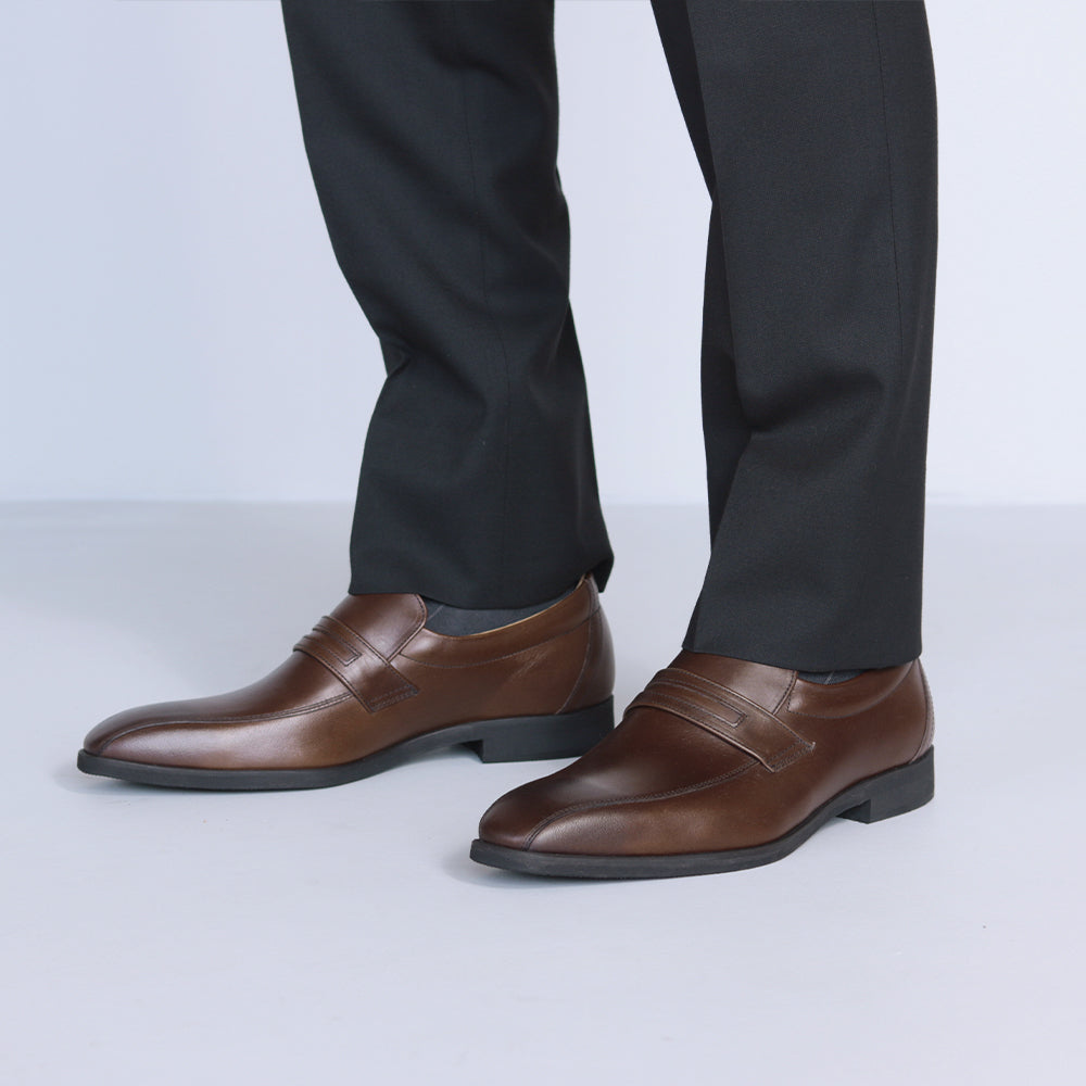 CE1401 本革ビジネスシューズ スリッポン ダークブラウン