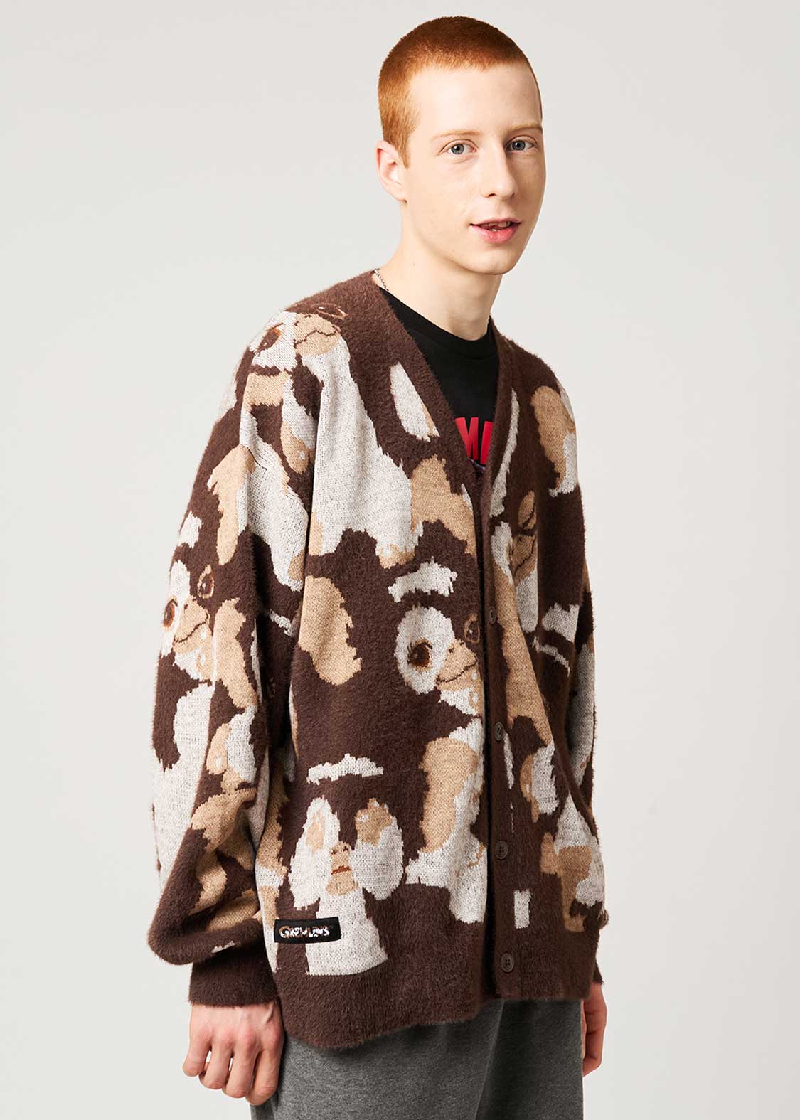 ギズモ ハニカミ パターン｜ジャカードVネックカーディガン｜ユニ